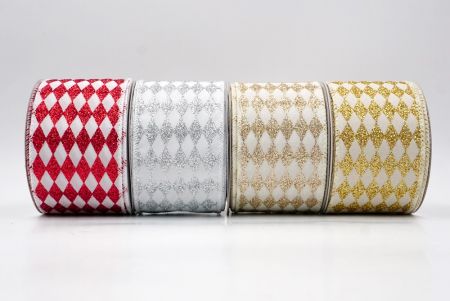 Glitter Harlequin Pattern Wired Ribbon_KF9865.KF9866.KF9867